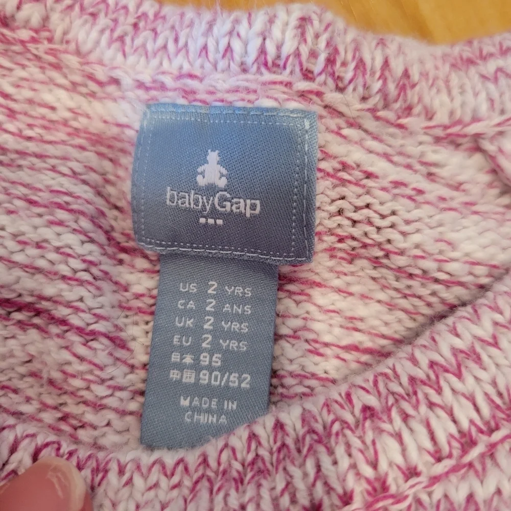 Baby Gap Marbled Cotton Pink Butterfly Sweater Size 2T